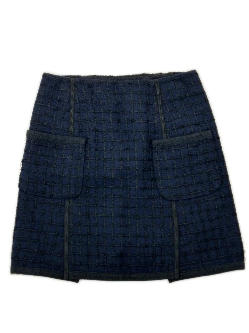 Louis Vuitton Navy Cotton Tweed Skirt 34
